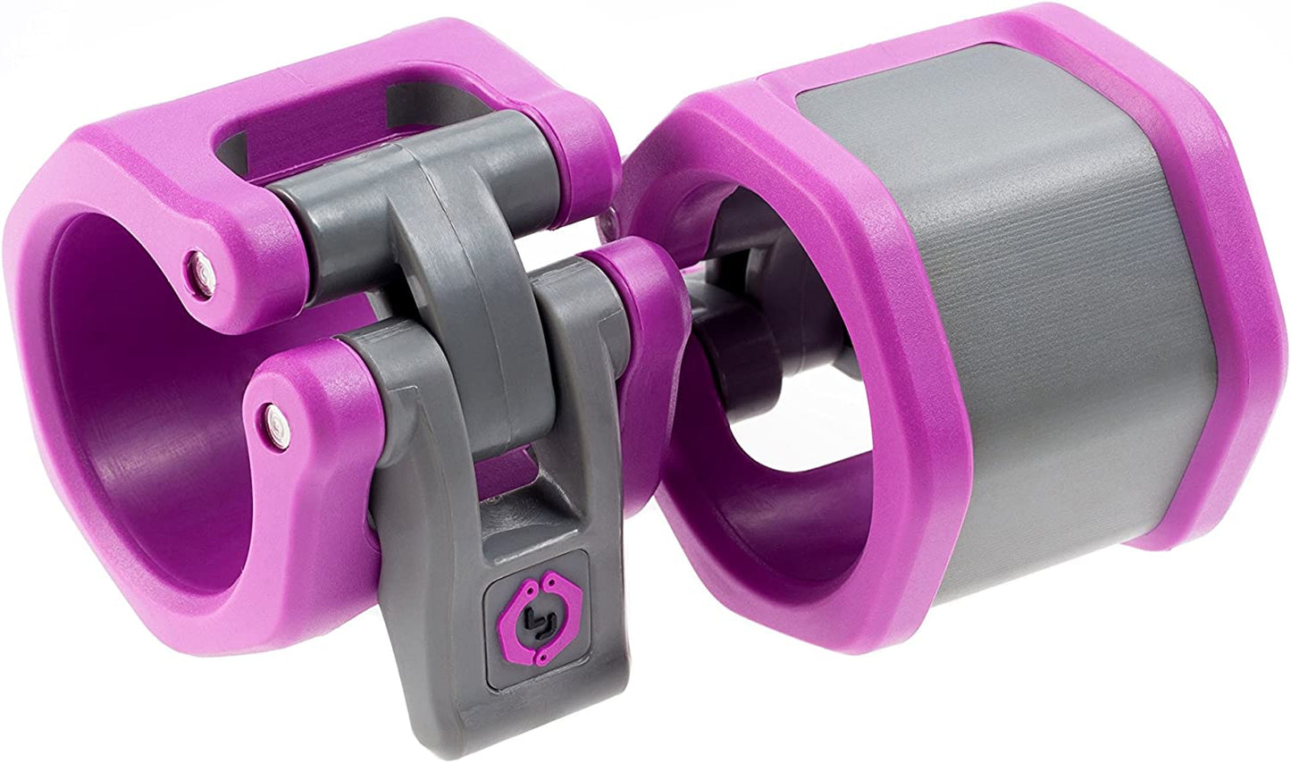 HEX Olympic Barbell Clamps 2 Pcs – Heavy Duty Bar Clamps for 2” & 50Mm Olympic Bars – Secure Weight Bar Clamps for Strength Training & Home Gym Accessories – Purple