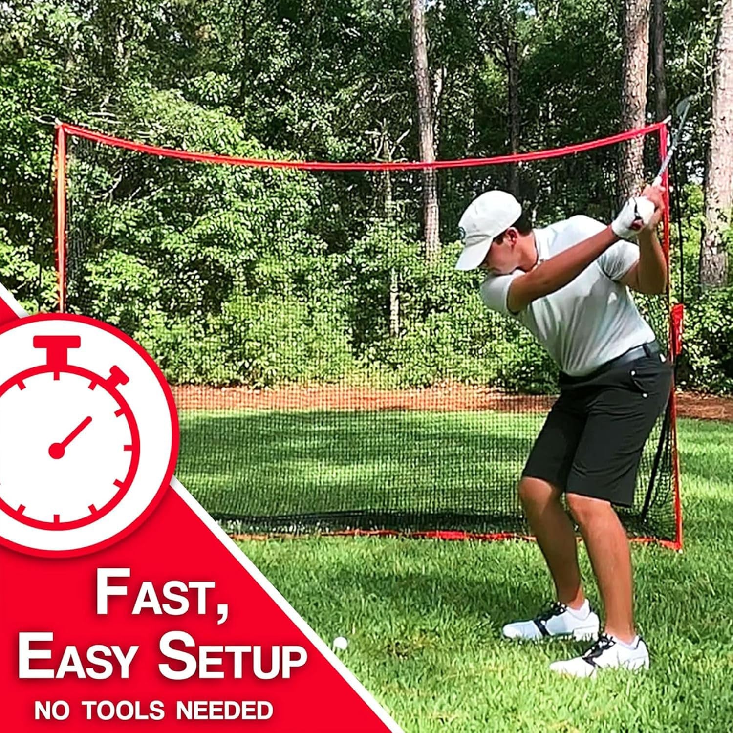 Golf Driving Practice Net, Indoor & Outdoor Ball Hitting, 10 X 7 Feet - Heavy-Duty Golf Netting for Home, Backyard, and Garage Training