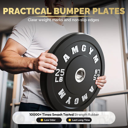 2 Inch Bumper Plates, 10-650Lbs, Barbell Rubber Olympic Weight Plates Set for Home Gym, Strength Training & Weight Lifting, Multiple Options Colors
