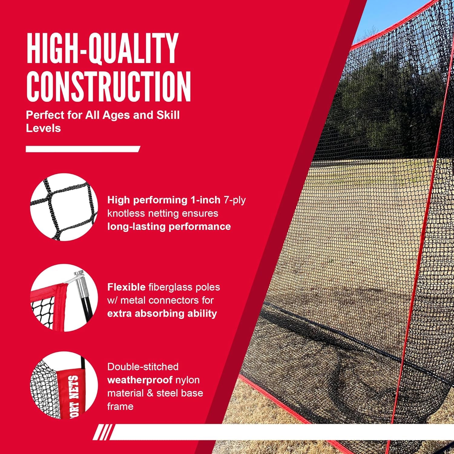 Golf Driving Practice Net, Indoor & Outdoor Ball Hitting, 10 X 7 Feet - Heavy-Duty Golf Netting for Home, Backyard, and Garage Training